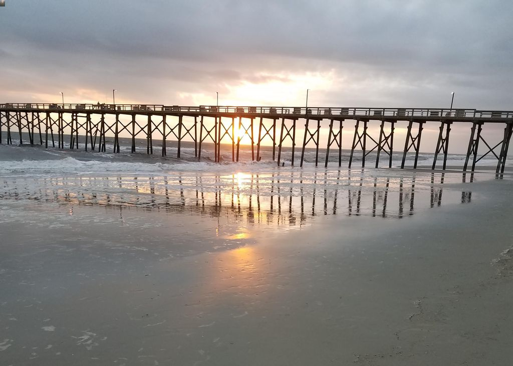 Oak Island NC pier at sunset